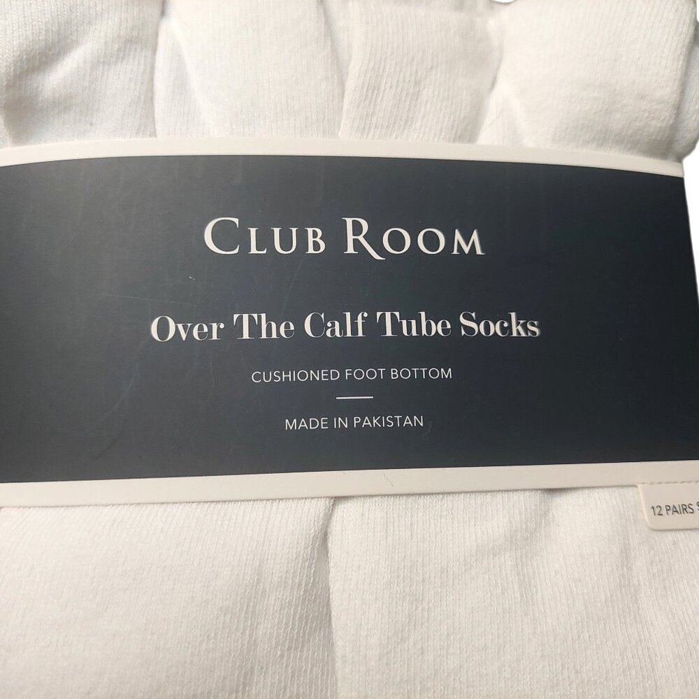 Club Room Over The Calf Tube Socks Bundle of 24 Pairs White Cotton Sz 10-13 - Picture 5 of 6